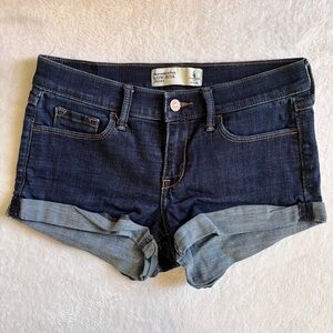 A&F Low Rise Dark Blue Denim Shorts
